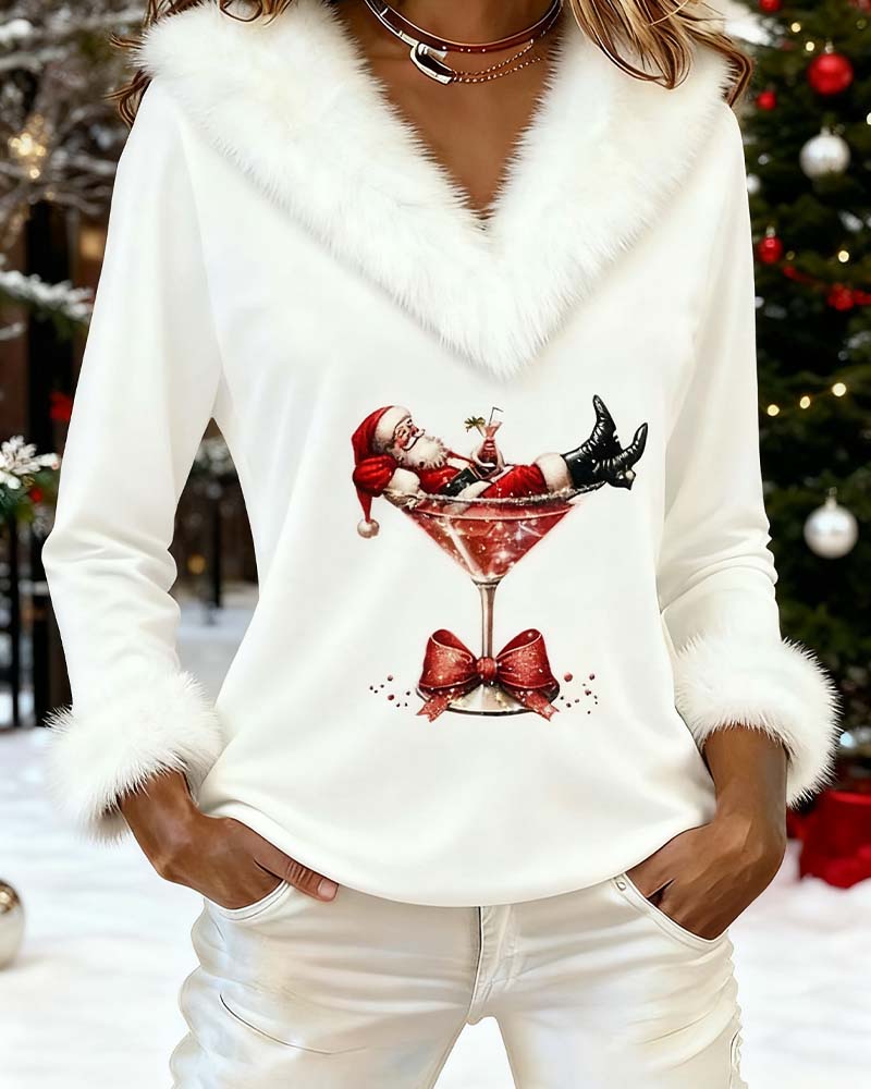 Talia | Plush Christmas Print Long Sleeve