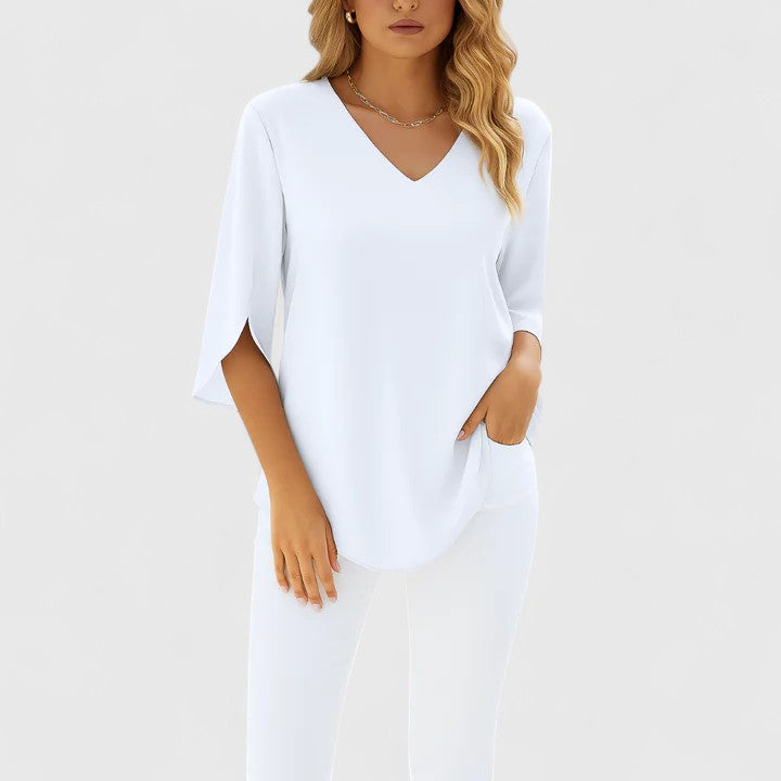 Talia | Sophisticated V-Neck Blouse