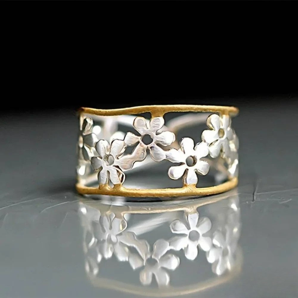 Talia | Irregular Flower Ring with Hollow Pattern