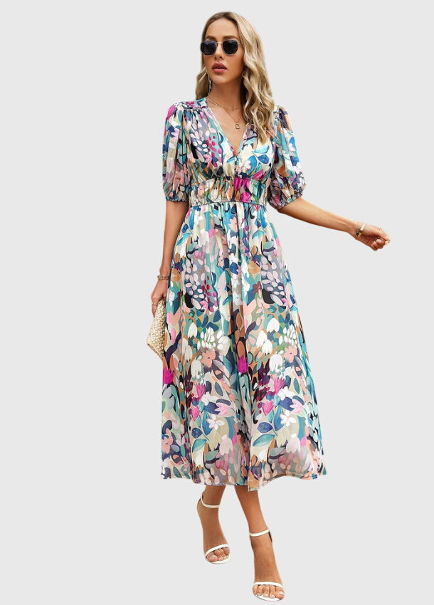 Talia | Flattering Floral Midi Dress