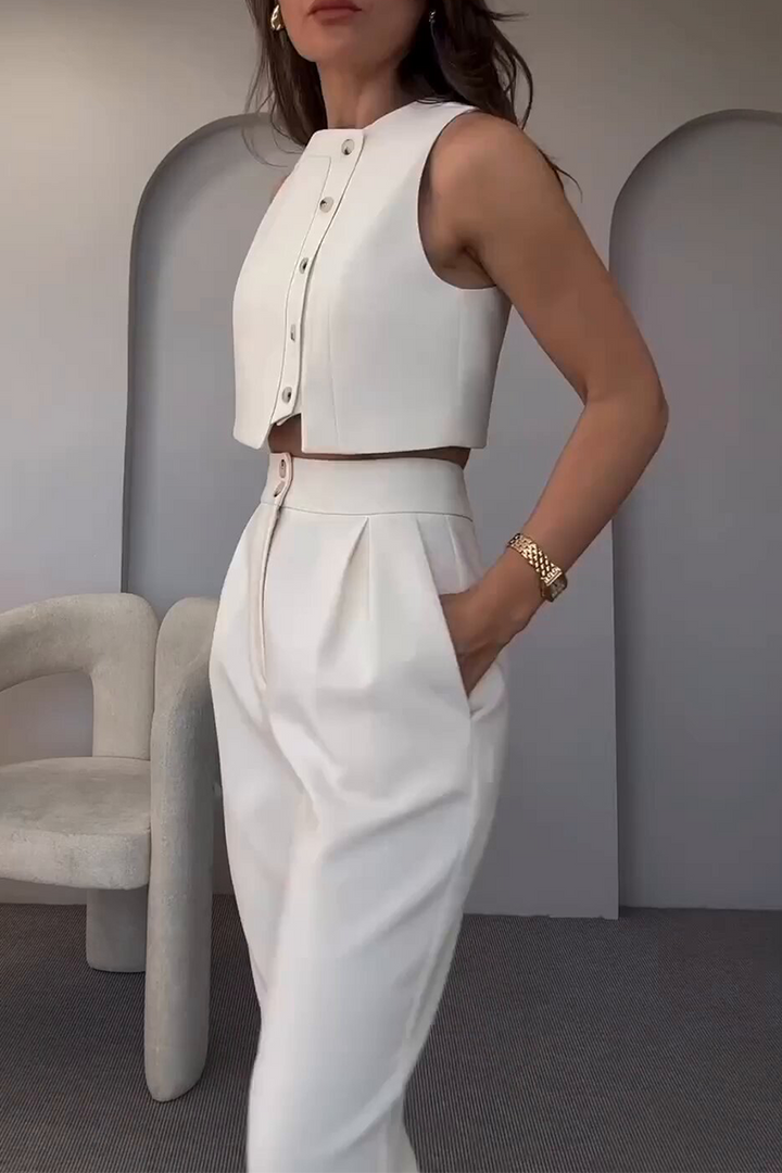 Talia | Casual Solid Color Sleeveless Two-Piece Set