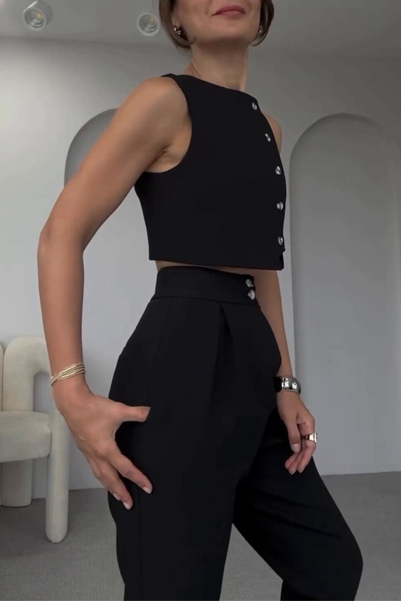 Talia | Casual Solid Color Sleeveless Two-Piece Set