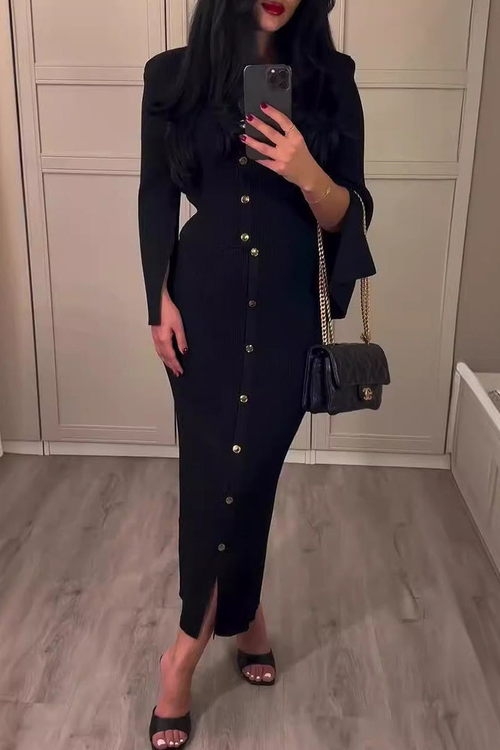 Talia | Daily Elegant Buckle O-Neck Long Sleeve Two-Piece Set