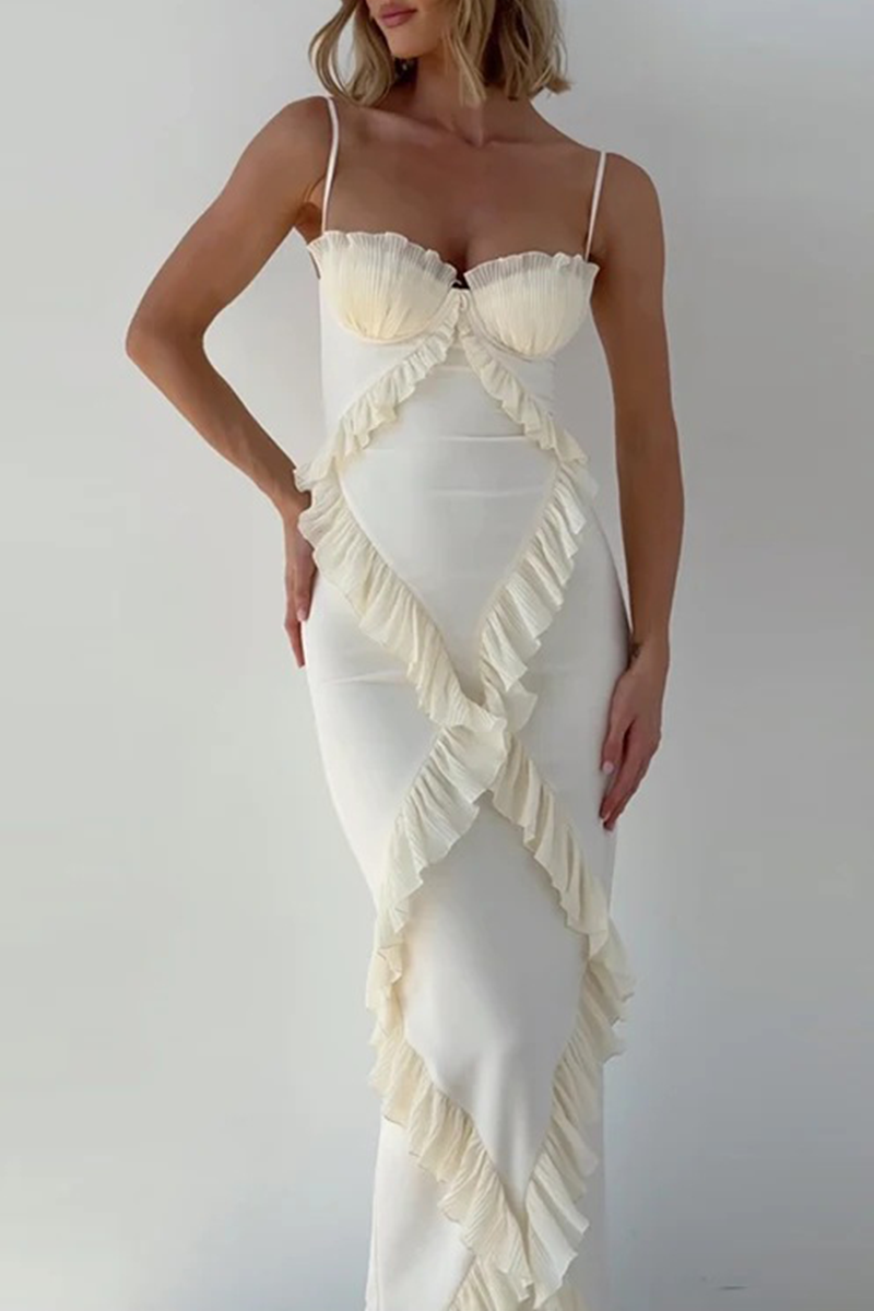 Talia | Sexy Patchwork Ruffle V-Neck Sling Dress