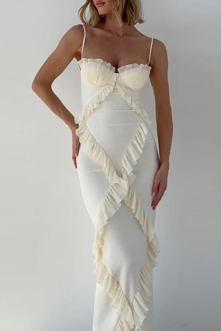 Talia | Sexy Patchwork Ruffle V-Neck Sling Dress