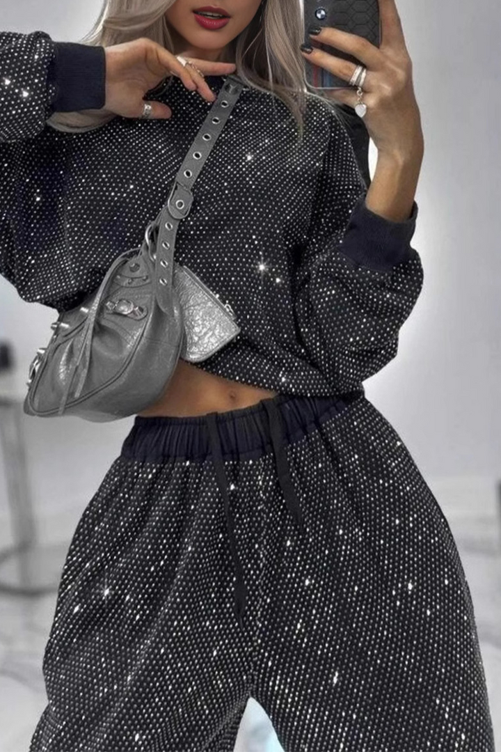 Talia | Meliora Casual Sequined O-Neck Long Sleeve Two-Piece Set