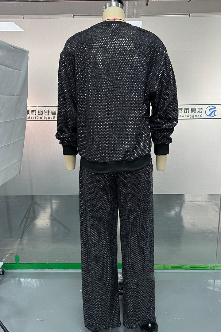 Talia | Meliora Casual Sequined O-Neck Long Sleeve Two-Piece Set