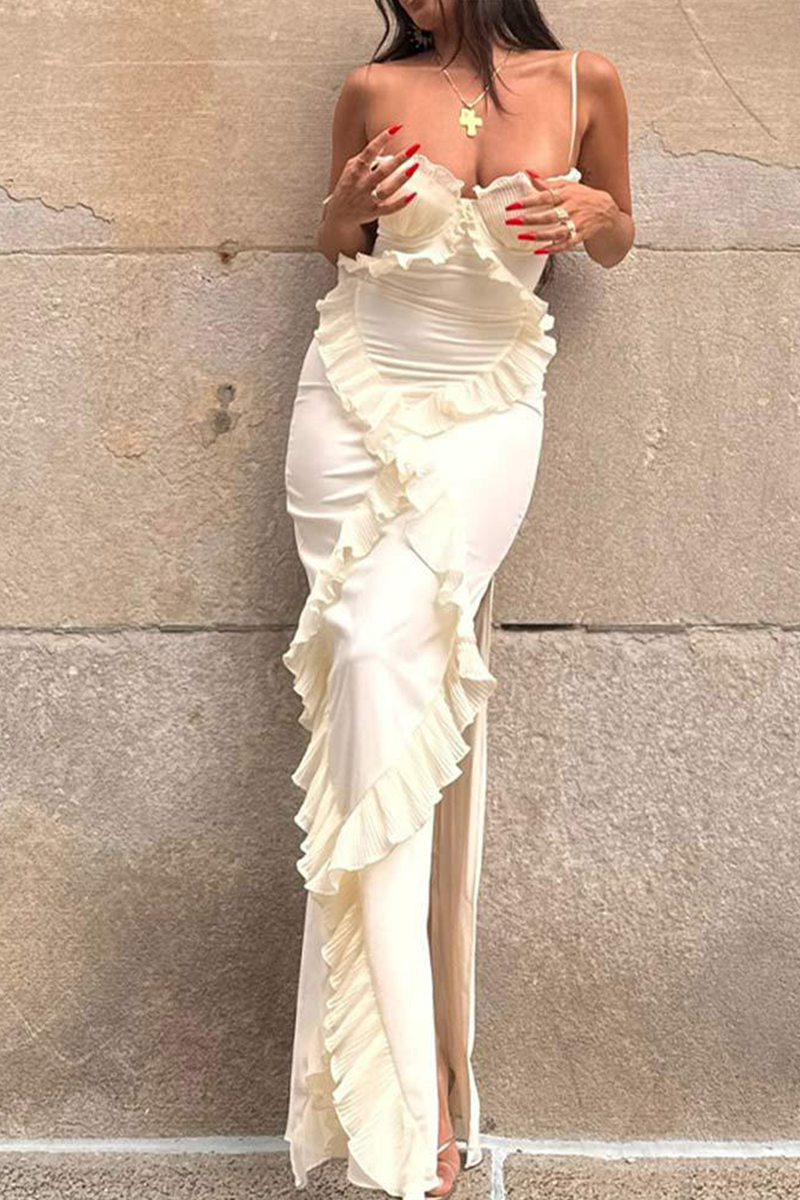 Talia | Sexy Patchwork Ruffle V-Neck Sling Dress