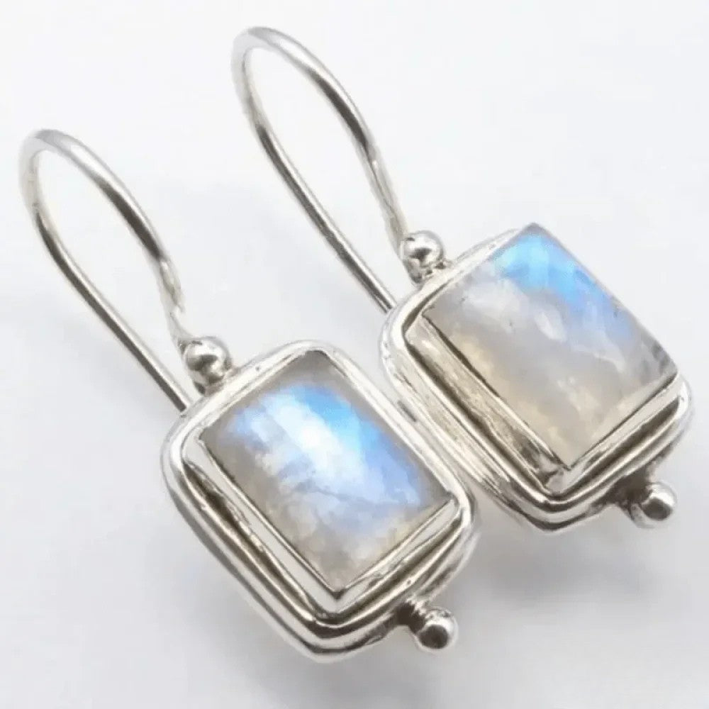 Talia | Retro Moonstone Square Earrings