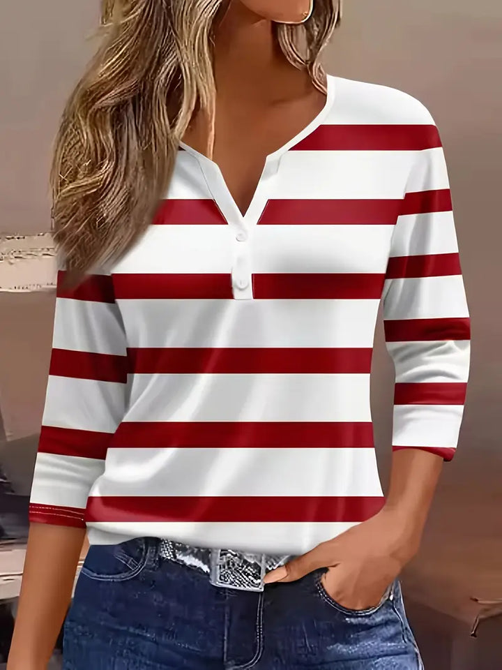 Talia | Myrravyn Dakota Jane Striped V-Neck Top