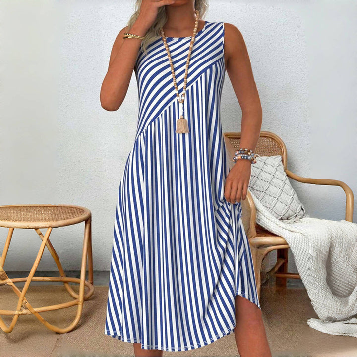 Talia | Sleeveless Striped Tummy-Covering Summer Dress