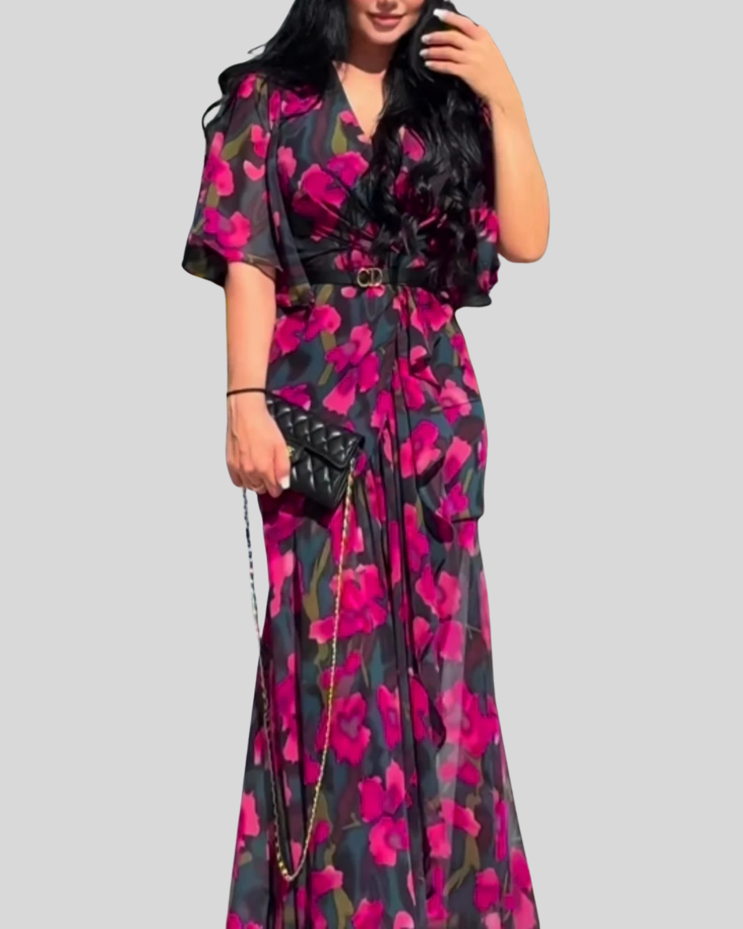 Talia | Vintage V-Neck Trumpet Sleeve Dress