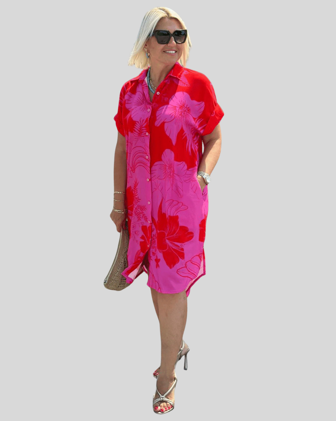 Talia | Floral Collared Button Down Midi Dress