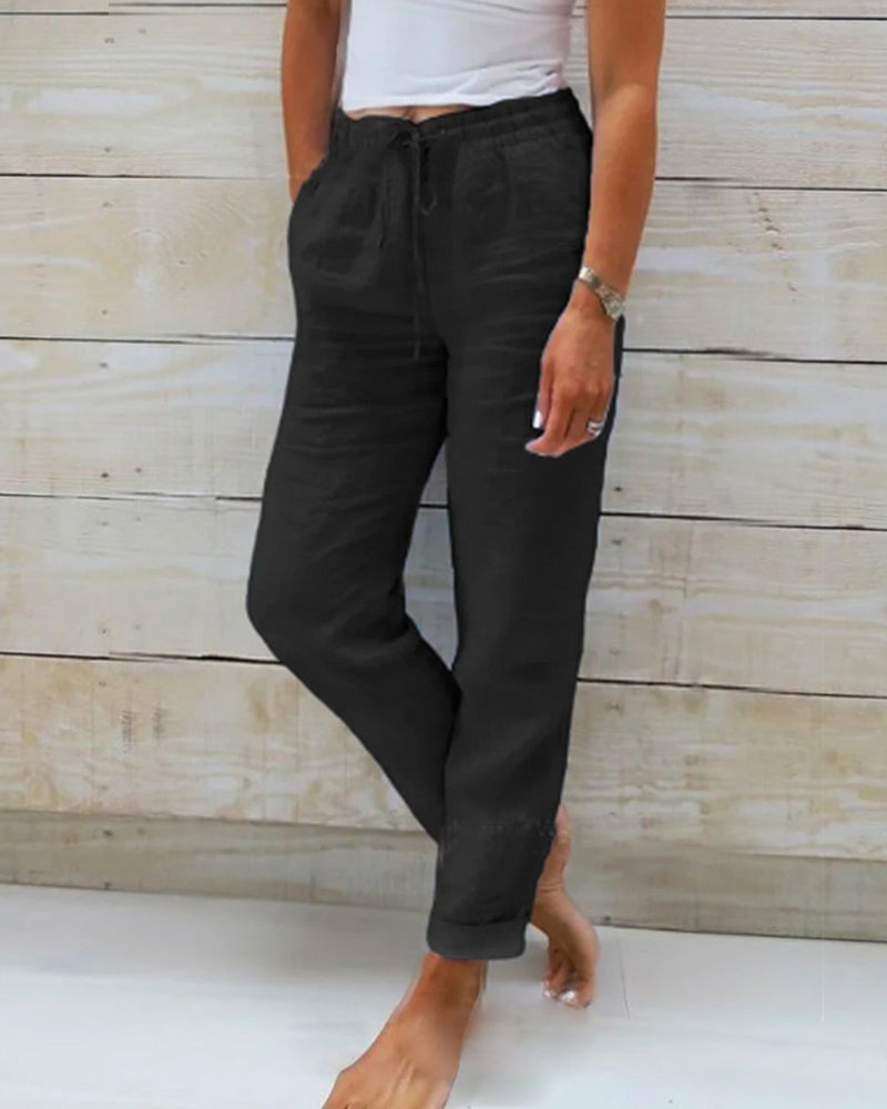 Talia | Luxe Cotton-Linen Tailored Trousers