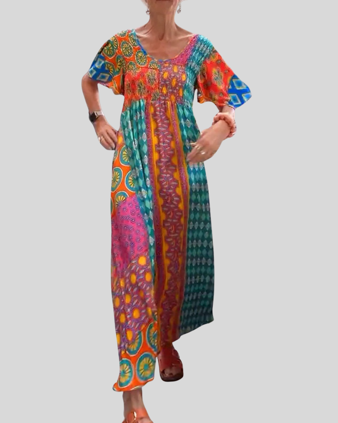 Talia | Vibrant Paisley Print Maxi Dress