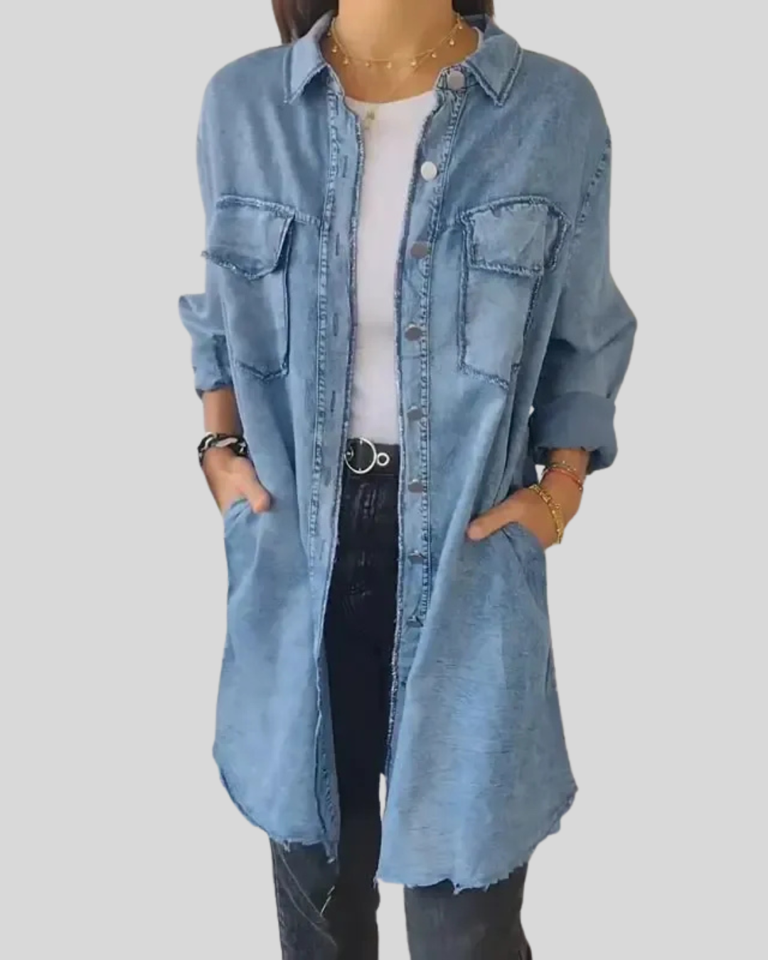 Talia | Casual Pocketed Denim Shirt Jacket