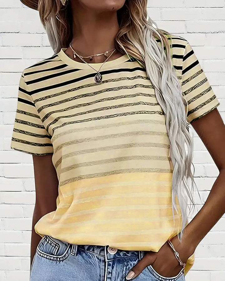 Talia | T-Shirt Round Neck Short Sleeve Striped