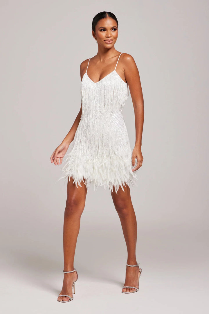 Talia | Modern Feathered Party Dress for Night Out