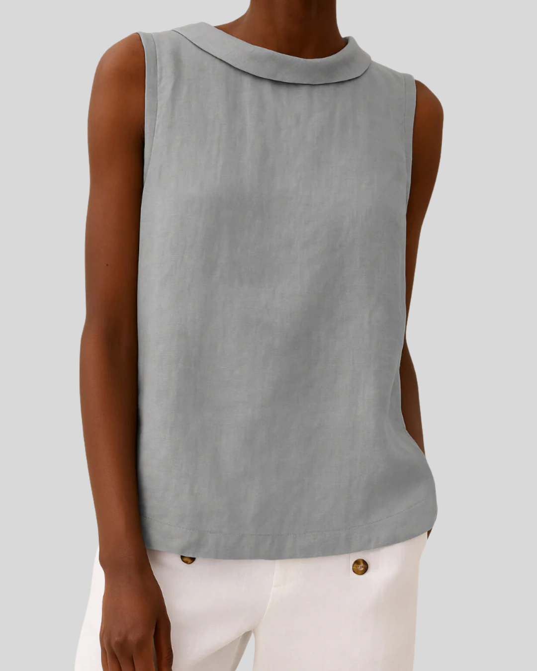 Talia | Elegant Sleeveless Roll Collar Blouse