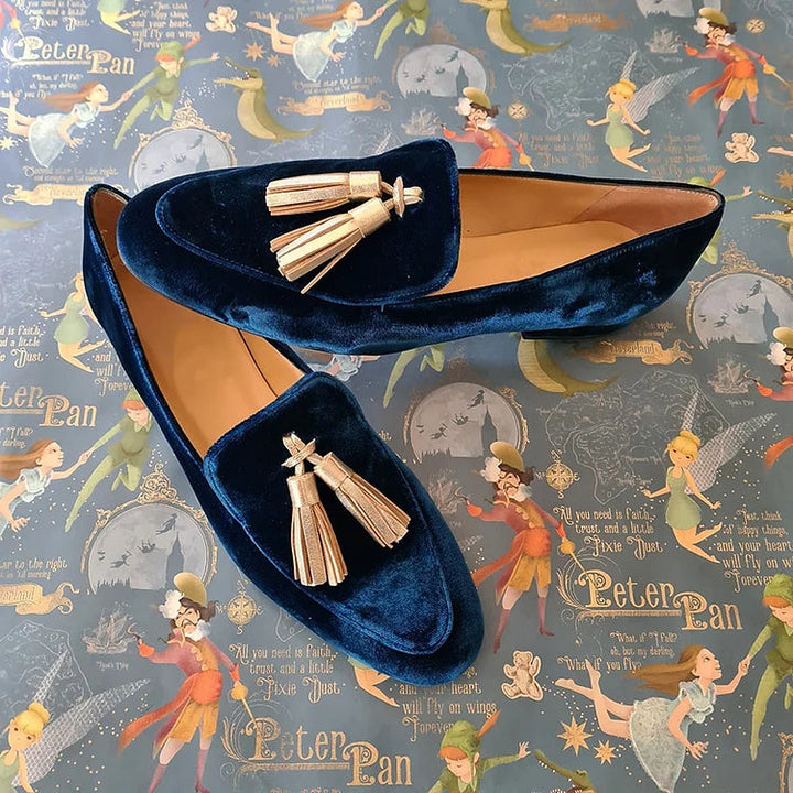 Talia | Midnight Elegance Loafers with Champagne Tassels
