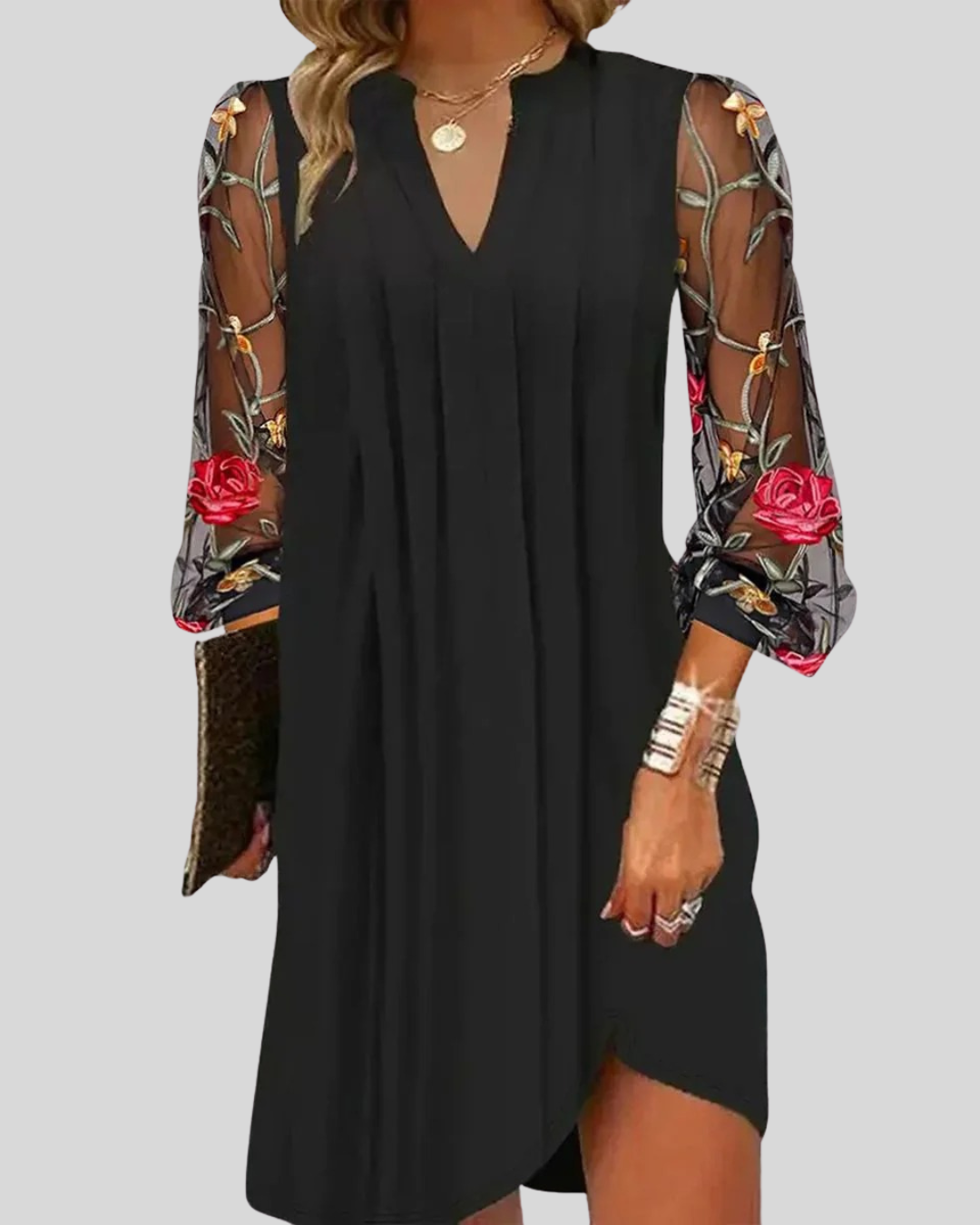 Talia | Romantic Mini Dress With Sheer Sleeves