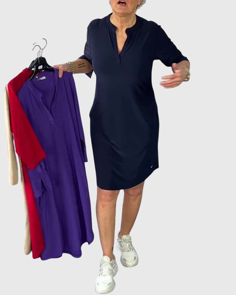 Talia | Solid V-Neck Dress