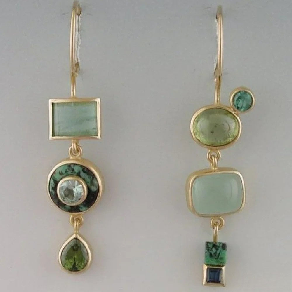 Talia | Retro Green Drop Earrings