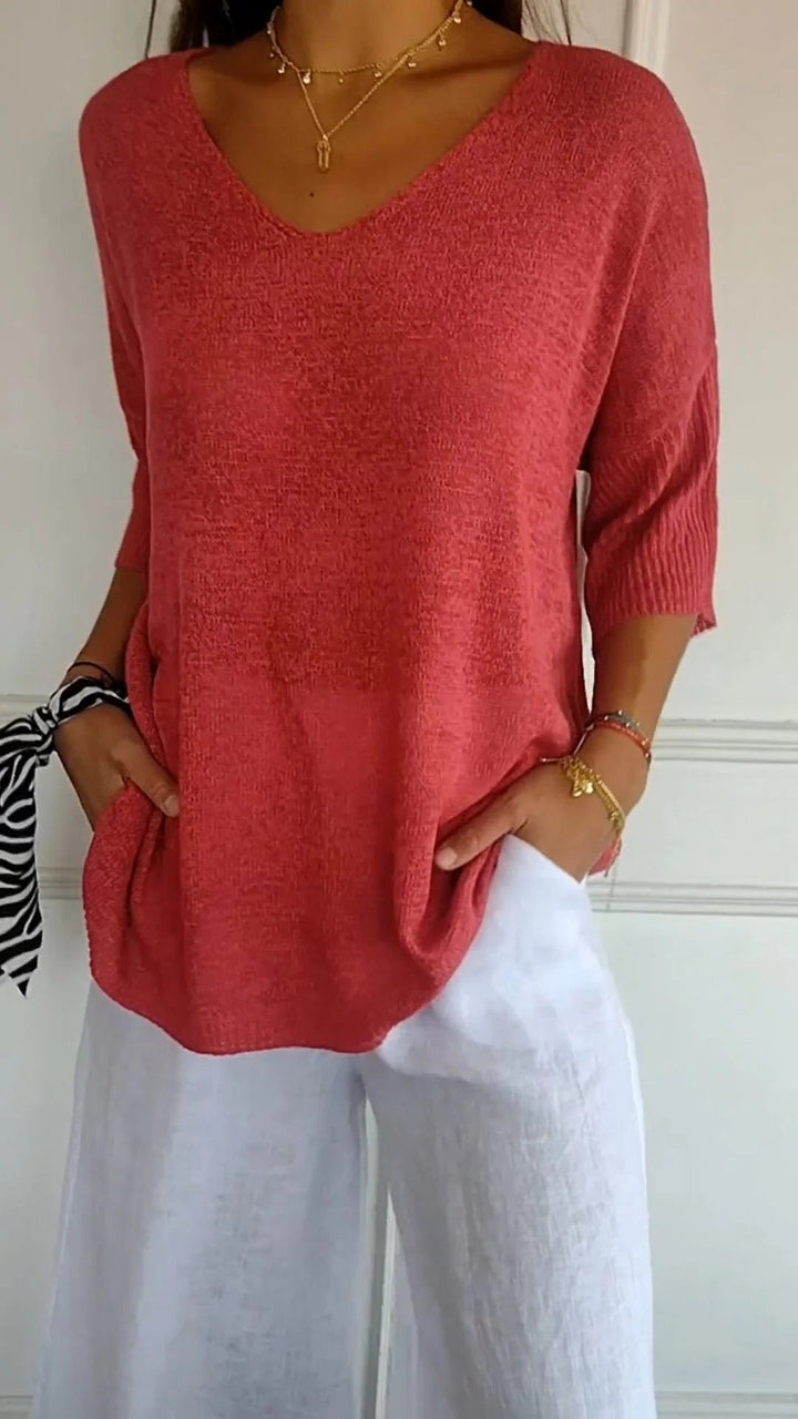 Talia | LILITH V-NECK KNIT TOP