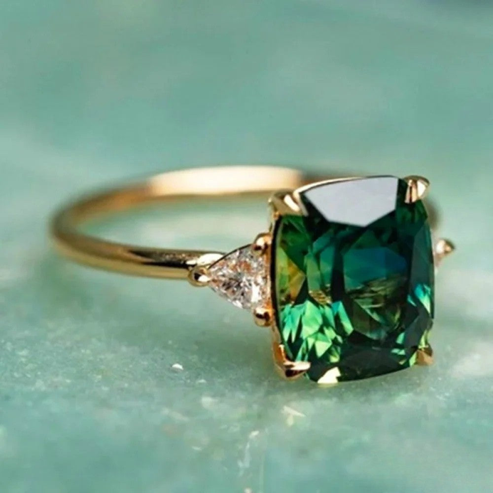 Talia | Gold Ring with Green Zirconia