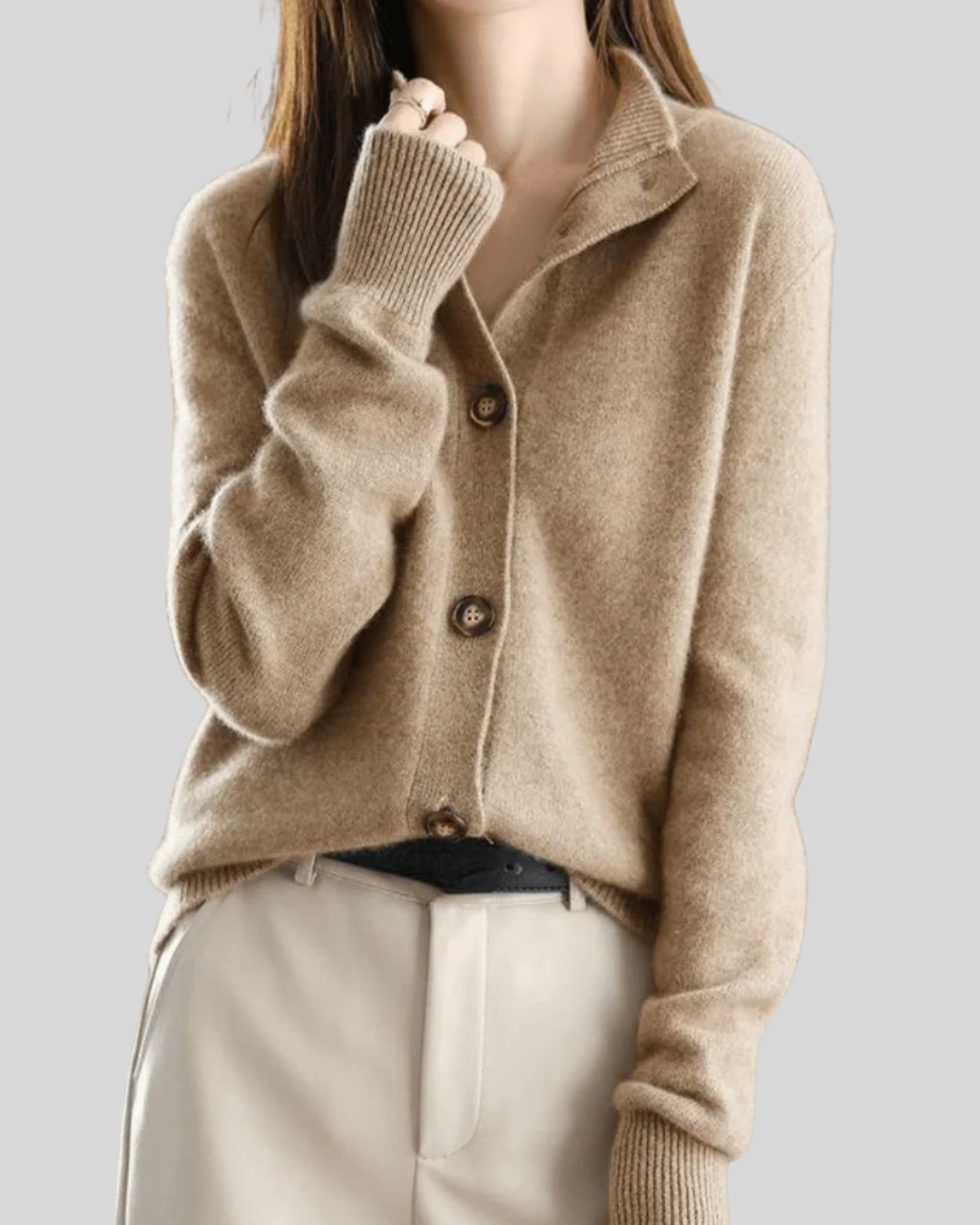 Talia | Retro-Style Knitted Cashmere Cardigan