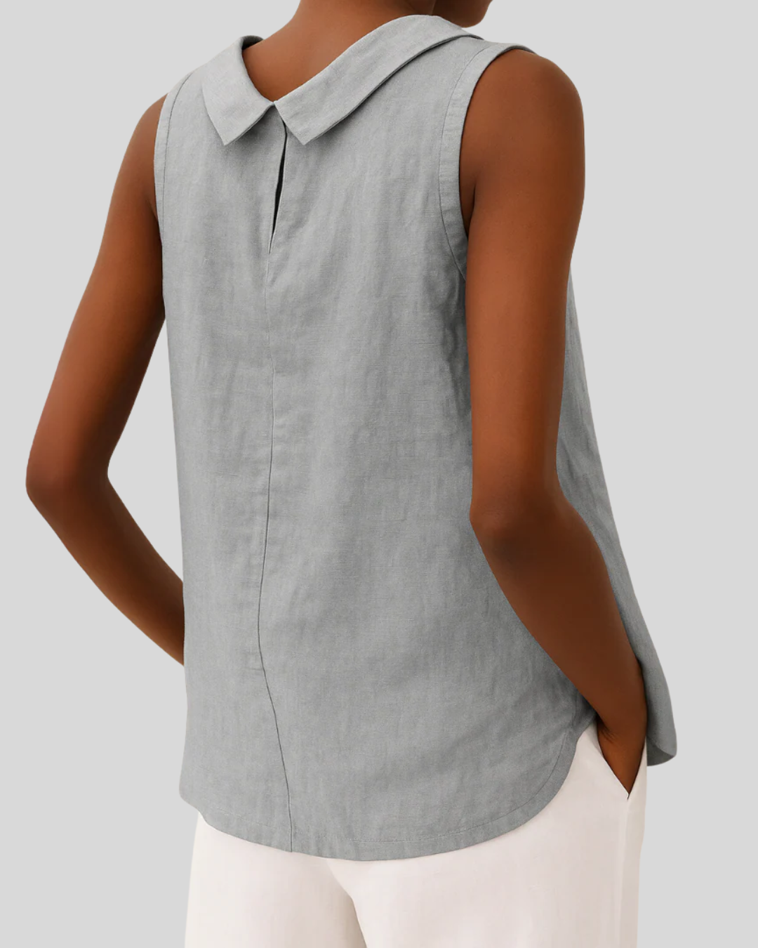 Talia | Elegant Sleeveless Roll Collar Blouse