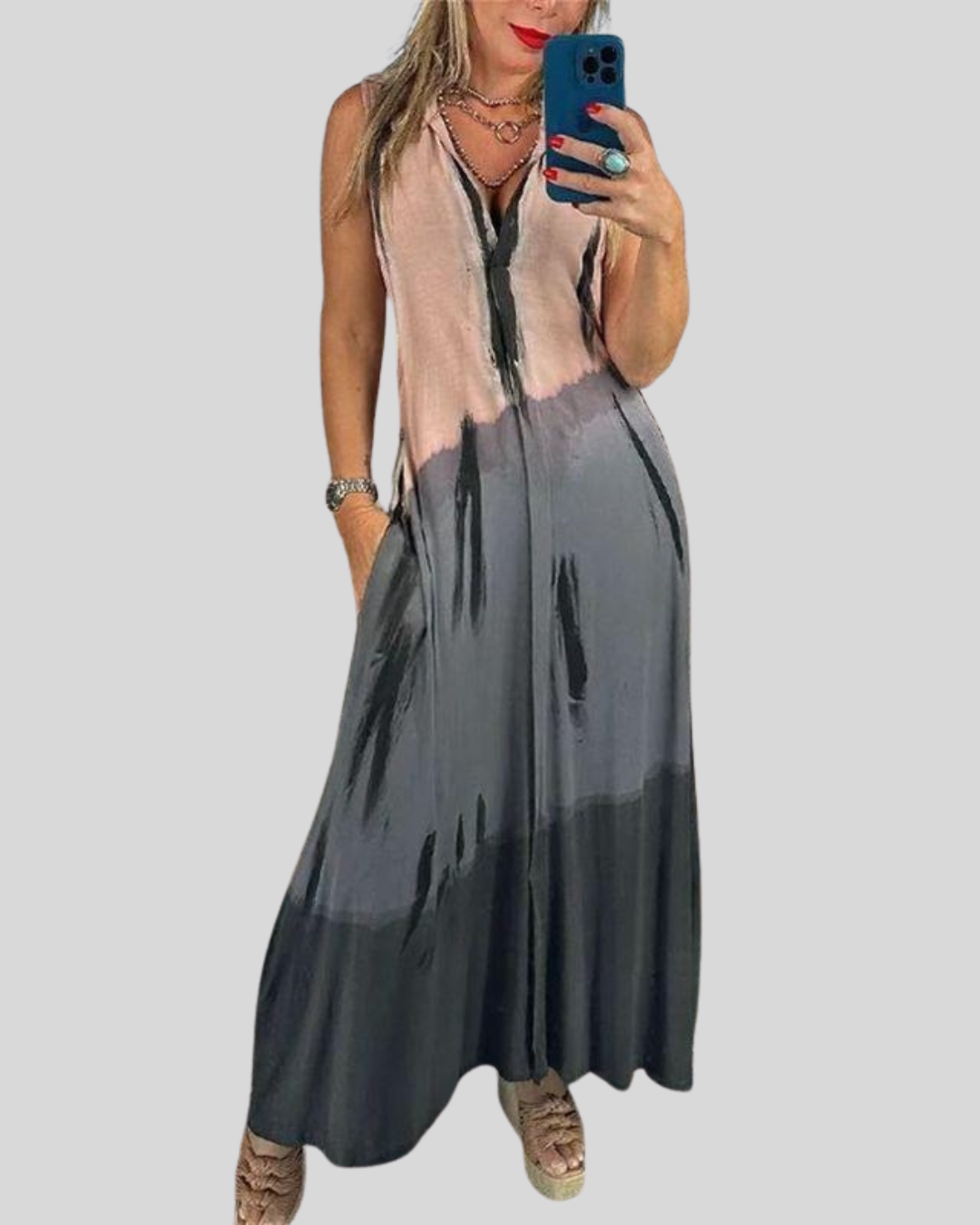 Talia | Artistic Print Sleeveless Maxi Dress