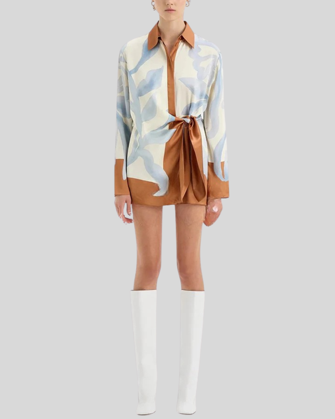 Talia | Satin Unique Print Tie-Up Dress