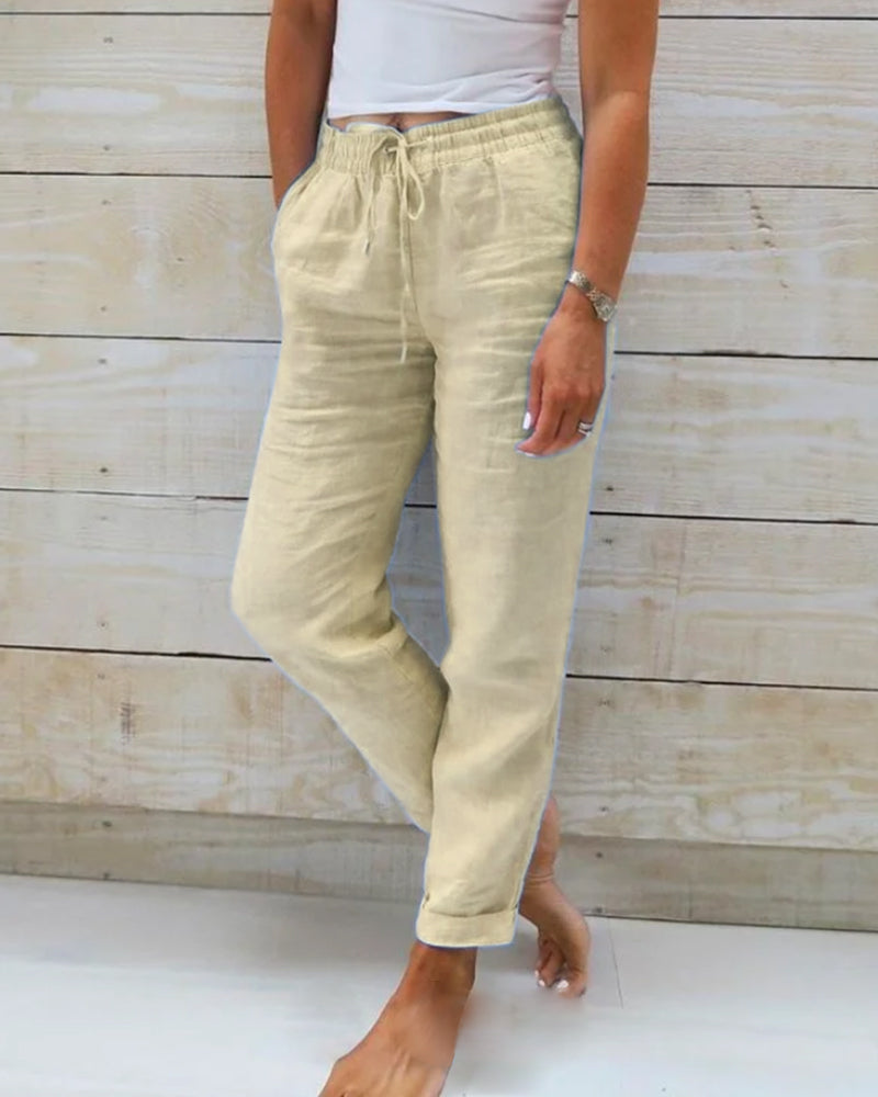 Talia | Luxe Cotton-Linen Tailored Trousers