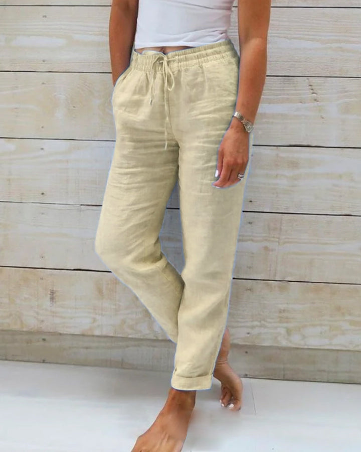 Talia | Luxe Cotton-Linen Tailored Trousers