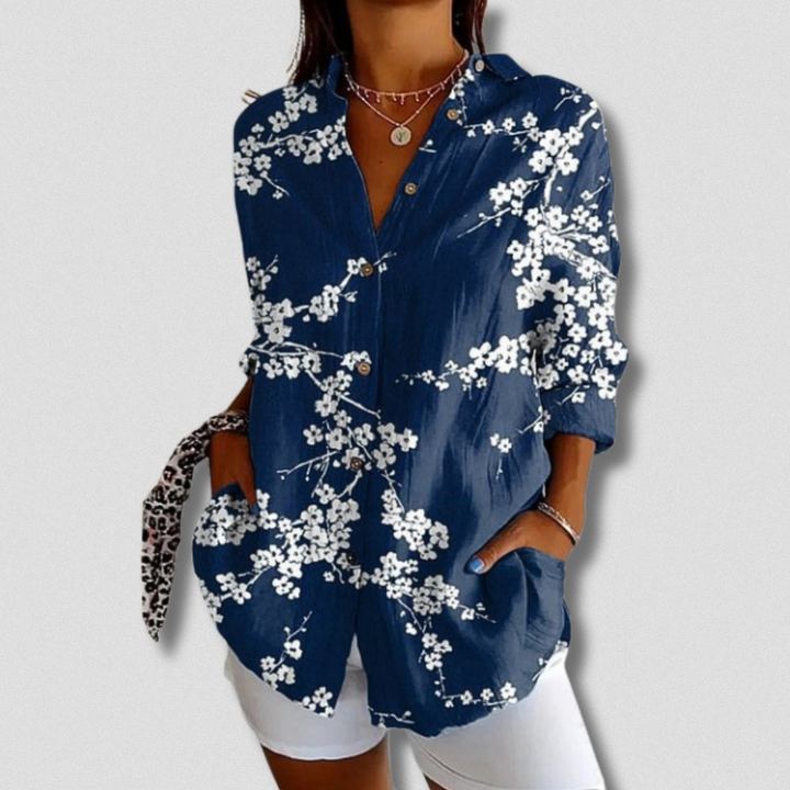 Talia | Long Sleeve Floral Button-Down Shirt