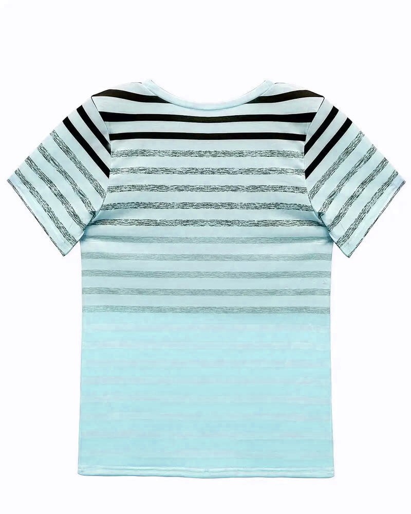 Talia | T-Shirt Round Neck Short Sleeve Striped