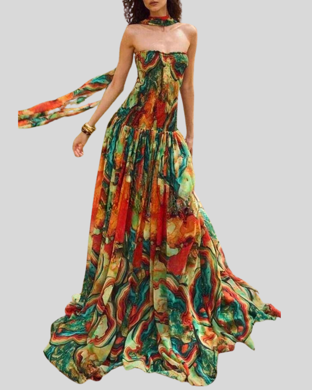 Talia | Colorful Lava Print Maxi Dress