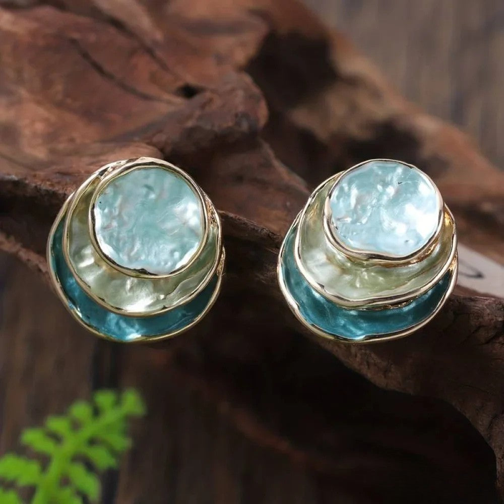Talia | Vintage Hand-Painted Multi-Layer Round Earrings