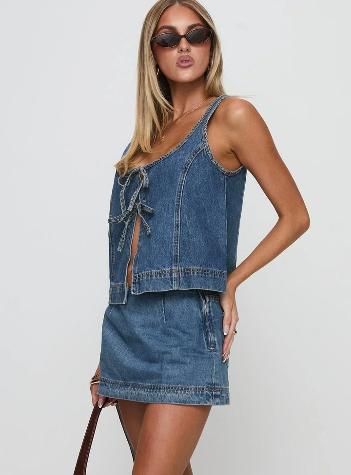 Talia | Ryder Denim Top and Skirt Set