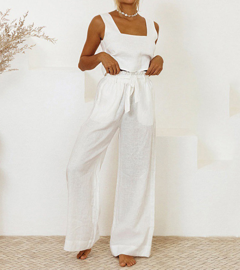 Talia | Luxe Minimalist Top & Wide-Leg Pants Set
