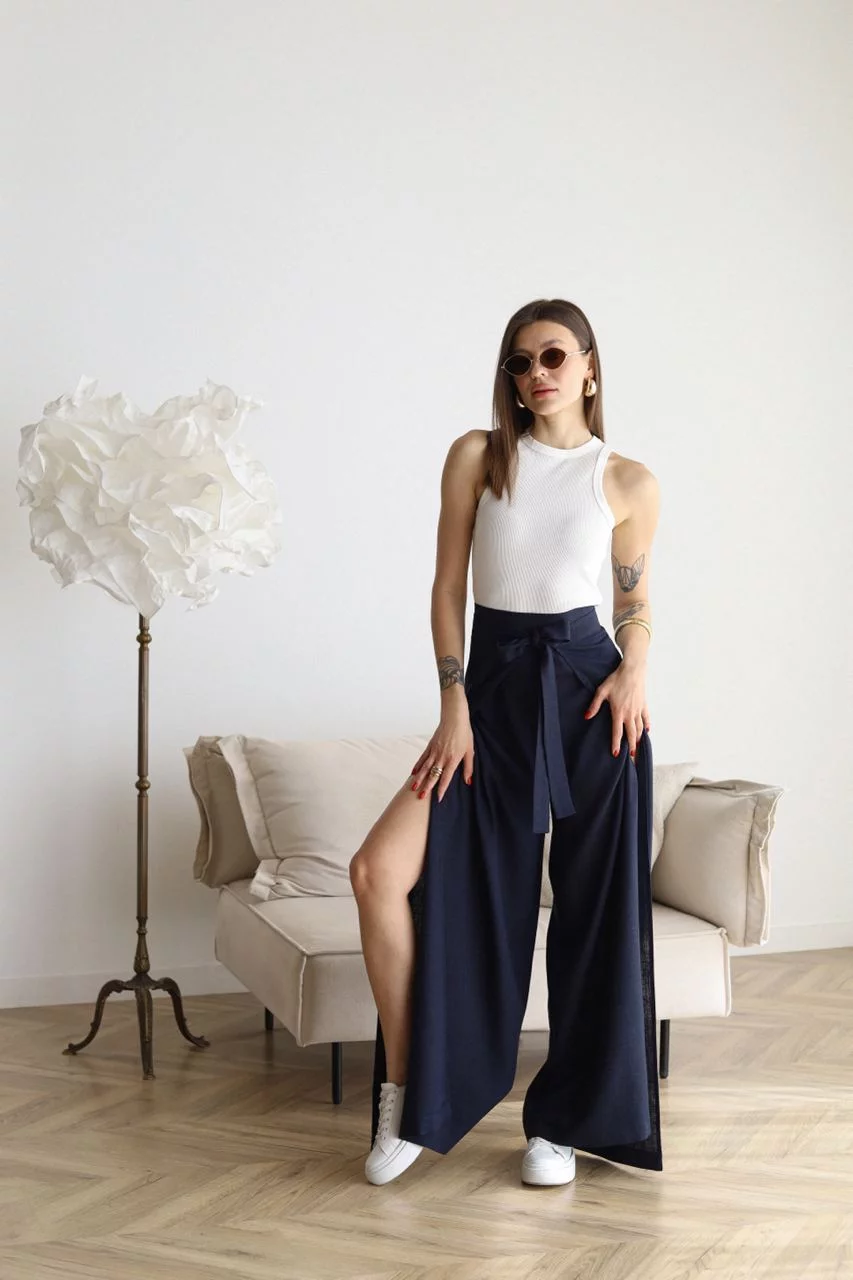 Talia | Wide Linen Trousers