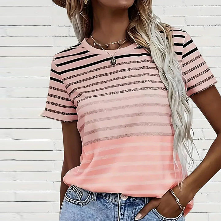 Talia | T-Shirt Round Neck Short Sleeve Striped