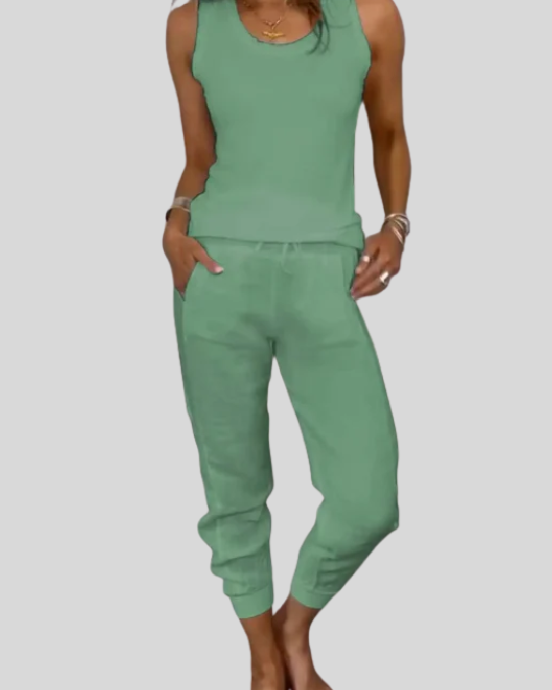 Talia | Casual Sleeveless Top & Jogger Pants Set