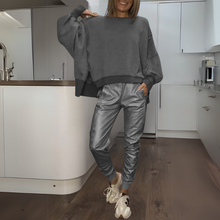 Talia | Satin Sweater And Jogger Set