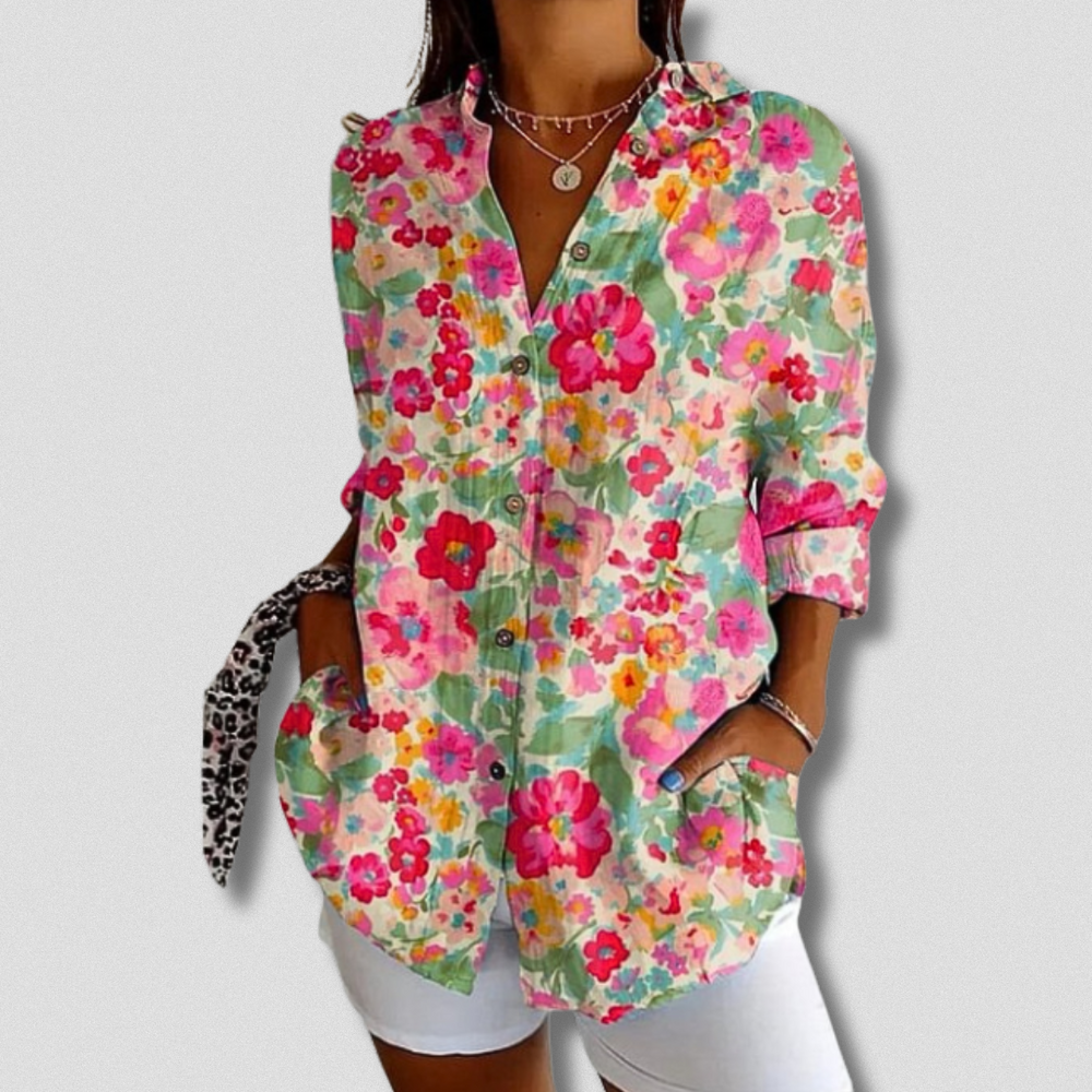 Talia | Long Sleeve Floral Button-Down Shirt