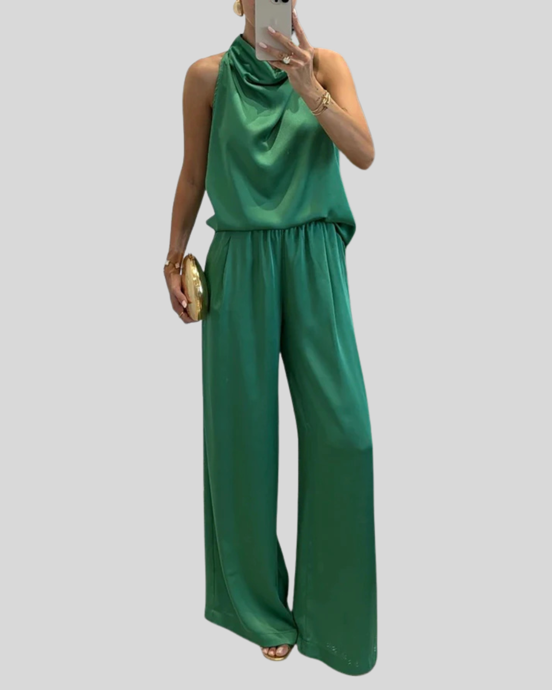 Talia | Elegant Satin Top And Pants Set