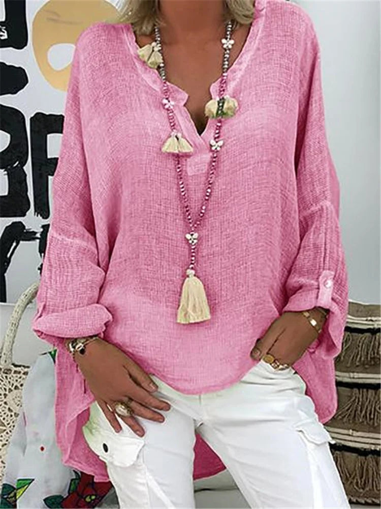 Talia | Basic Solid Long Sleeve Shirt