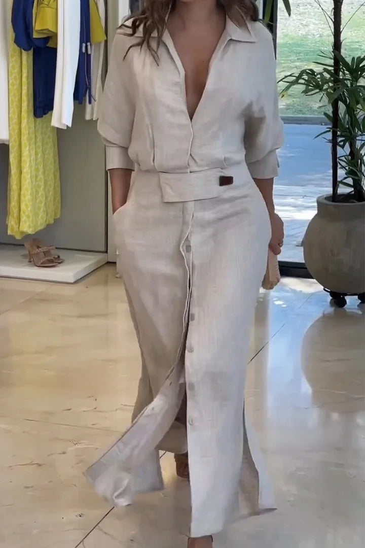 Talia | Cotton and Linen Maxi Dress