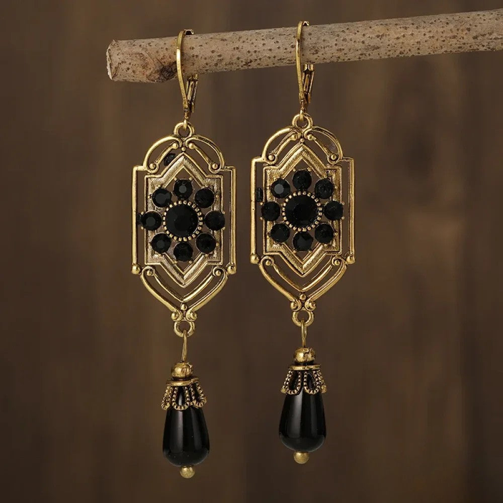 Talia | Retro Black Earrings